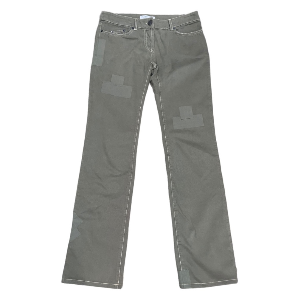 Christian Dior Boutique Woman’s Army Green Tape Patch Denim Jeans Size 6 - Picture 1 of 7